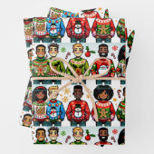 クリスマス・スワおもしろいイターを着ている人たち ラッピングペーパーシート (インサイチュ)