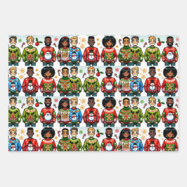 クリスマス・スワおもしろいイターを着ている人たち ラッピングペーパーシート