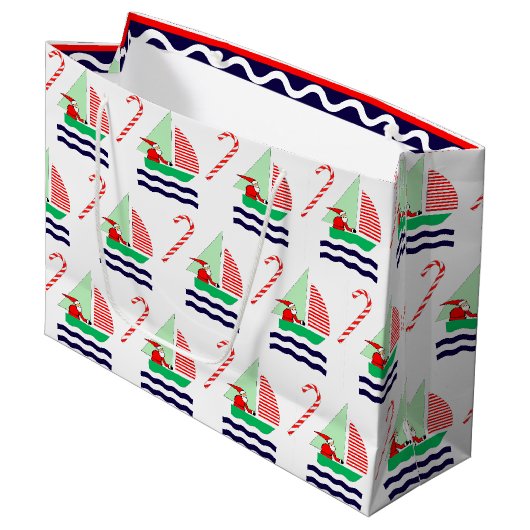 クリスマス セイリング  nautical ラージペーパーバッグ (正面アングル)