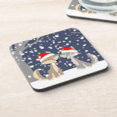 クリスマス・セット・オブ・コースターの可愛いマンガ・オオカミ コースター (左側)