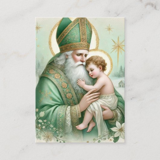 クリスマス・セント・ニコラス。ベビーイエズスの饗宴 プレイスカード (正面)