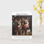 クリスマス・セーターのドイツの羊飼い犬 カード (黄色い花)