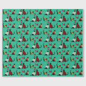 クリスマス・セーター姿のかわいい黒猫 ラッピングペーパー (フラット)