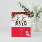 クリスマス・セーブ・ザ・デート・パーティー テニスラケット 招待状 (スタンド正面)