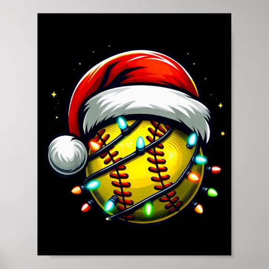 クリスマス ソフトボール サンタ ソフトボール好き 少年 ポスター (正面)