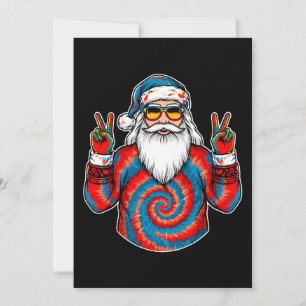 クリスマス タイダイ サンタ ピースサイン サングラス クリスマス 招待状