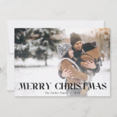 クリスマス・タイポグラフィモダンの黒のオーバーレイ写真 シーズンカード (正面)