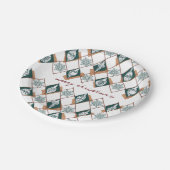 クリスマス タイポグラフィー 赤 緑 スノーフレーク ペーパープレート (アングル)