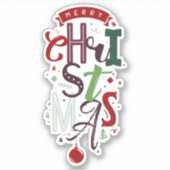 クリスマス タイポグラフィ レタリング カラフル シール (正面)