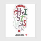 クリスマス タイポグラフィ レタリング カラフル シール (シート)