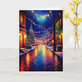 クリスマス・タウン カード (黄色い花)