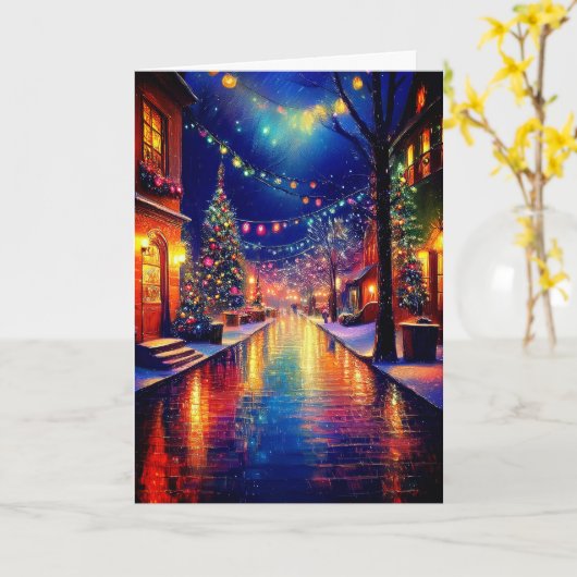 クリスマス・タウン カード (黄色い花)