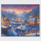 クリスマス・タウン・ラッピング・紙、 ラッピングペーパー (フラット)