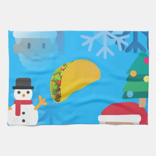 クリスマス・タコス絵文字 キッチンタオル (横)
