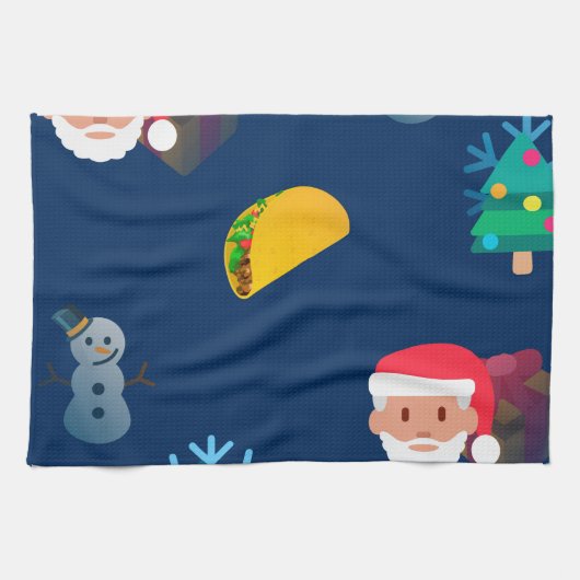 クリスマス・タコス絵文字 キッチンタオル (横)