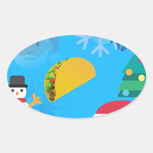 クリスマス・タコス絵文字 楕円形シール (正面)