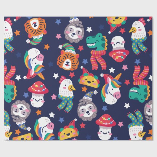 クリスマス・タコス・マッシュルーム・チキンタイガー ラッピングペーパー (フラット)