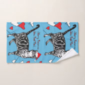 クリスマス·タビー猫のクール青い赤いタオルセット バスタオルセット (ハンドタオル)