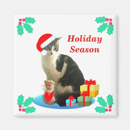 クリスマス タビー猫 マグネット (正面)
