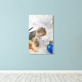 クリスマス・タビー・キャットの印象派 キャンバスプリント (インサイチュ (ウッドフロア))