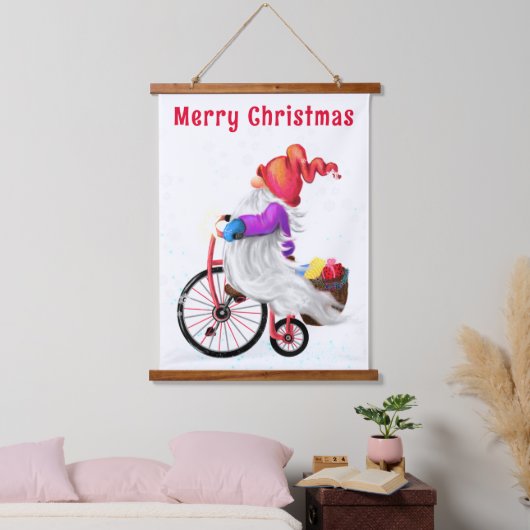 クリスマス・タペストリー格言とバイクとギフト 吊り下げ型タペストリー (寝室)