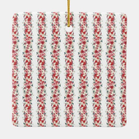 クリスマス・タペストリー花模様・ホリデー・フォト セラミックオーナメント (裏面)