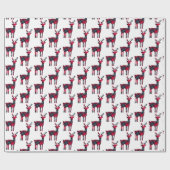 クリスマス タルタン プリント シカ ギフト包装紙 ラッピングペーパー (フラット)