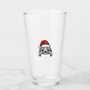 クリスマス タートル サンタハット ビンテージ風 彫刻 デザイン タンブラーグラス