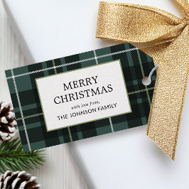 クリスマス・タートンチェック柄 カスタムネーム ダークグリーン ギフトタグ