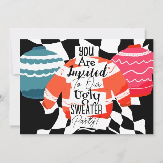クリスマス ダサいセーター パーティー 招待状 (正面)