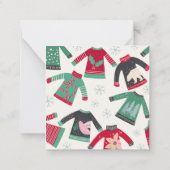 クリスマス  ダサいニット セーター ホリデー パターン 緑 赤 ノートカード (裏面)