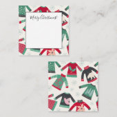 クリスマス  ダサいニット セーター ホリデー パターン 緑 赤 ノートカード (正面/裏面)