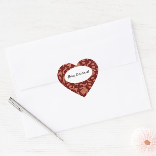 クリスマス ダサい スウェーター ハット スカーフ 赤 白 ハートシール (封筒)