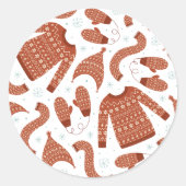 クリスマス ダサい スウェーター ハット スカーフ 赤 白 ラウンドシール (正面)