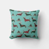 クリスマス・ダックスフント着セーター&サンタハット クッション (正面)