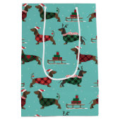 クリスマス・ダックスフント着セーター&サンタハット ミディアムペーパーバッグ (裏面)