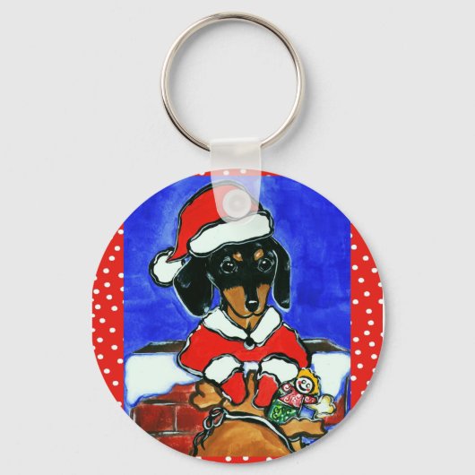 クリスマス・ダックスフント キーホルダー (正面)