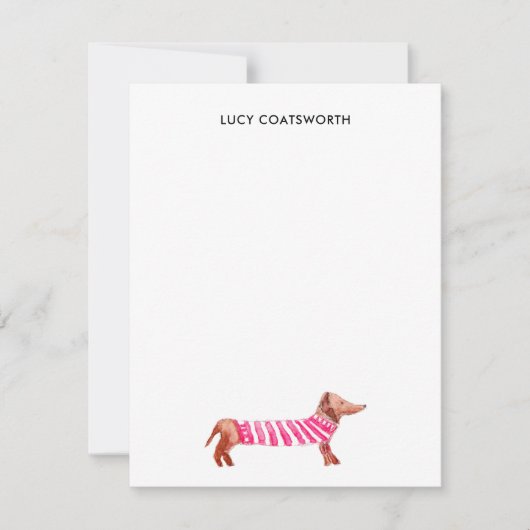 クリスマス ダックスフント モノグラム かわいい ボヘミアンスタイル 犬好き ノートカード (正面)