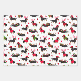 クリスマス・ダックスフント ラッピングペーパーシート