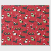 クリスマス・ダックスフント ラッピングペーパー (フラット)