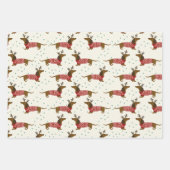 クリスマス ダックスフント ラッピングペーパー 3枚セット ラッピングペーパーシート (正面2)