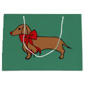 クリスマス ダックスフント 子犬 ギフトバッグ (正面)