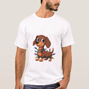クリスマス ダックスフンド ライト (1) Tシャツ