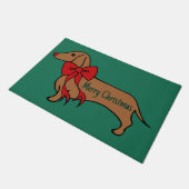  クリスマス ダックスフンド 子犬 玄関マット  (アングル)