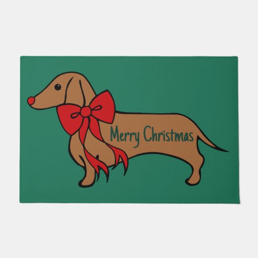  クリスマス ダックスフンド 子犬 玄関マット  (正面)