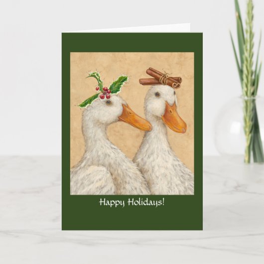 クリスマス ダック 折りたたみ ホリデー カード (正面)