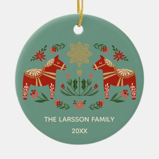 クリスマス·ダラ·ホース セラミックオーナメント (正面)