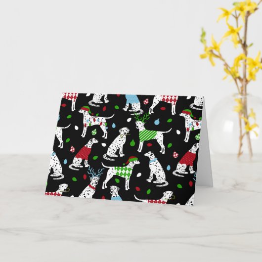 クリスマス・ダルマティアンのカード カード (黄色い花)