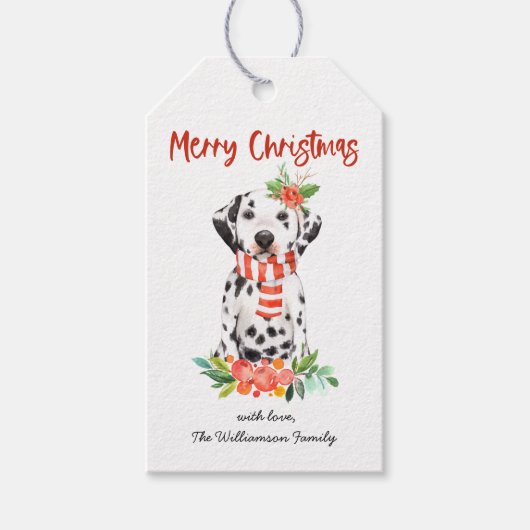 クリスマス ダルメシアン 犬 ホリデー ギフトタグ (正面)