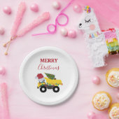 クリスマス ダンプトラック 工事用トラック ペーパープレート (パーティー)